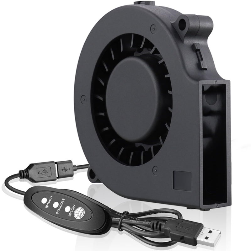 GDSTIME 75mm USB Blower Fan with 3 Speeds Control, 7515 5V DC Brushless Turbine Turbo Cooling Fan for Helmet Laptop 3D Printer Ventilaiton - Image 1